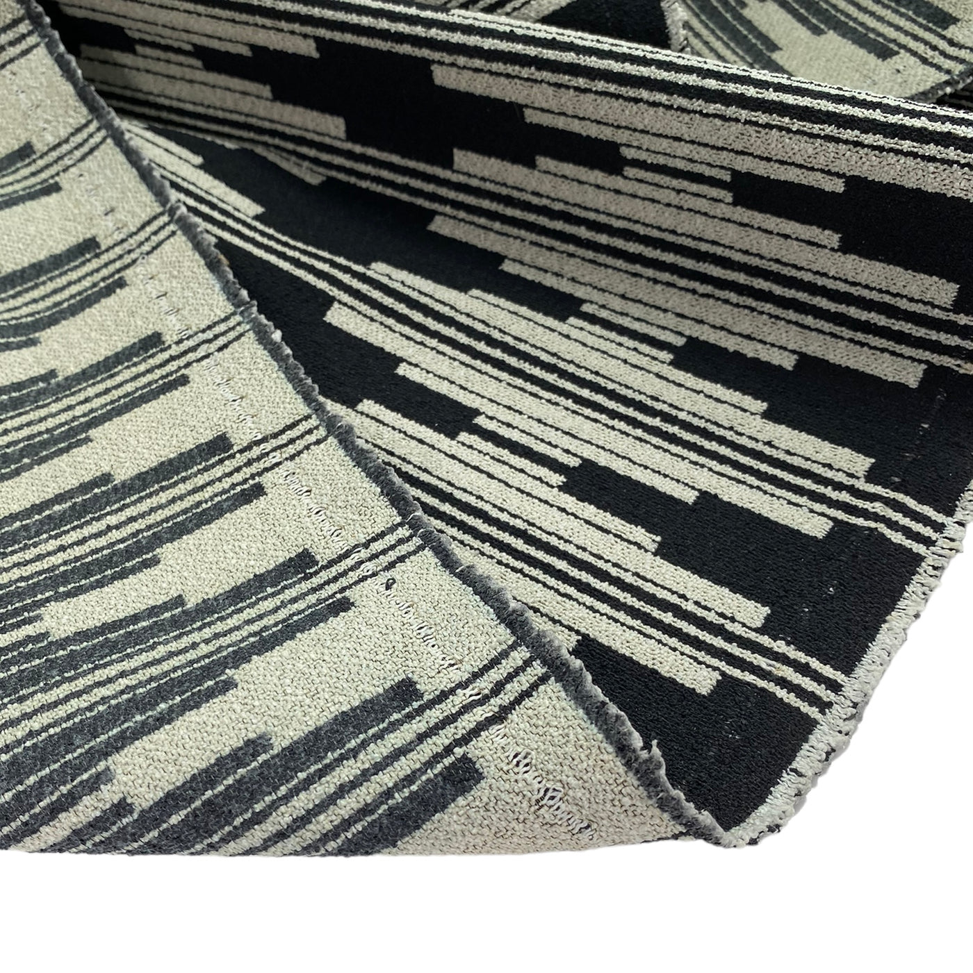 Patterned Upholstery - Designer Remnant - Black/Ivory