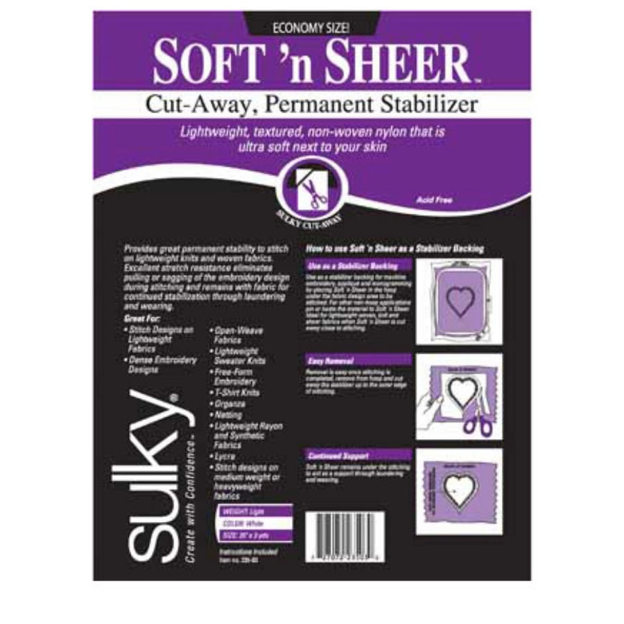 Cut-Away Permanent Stabilizer - White - 20″ x 3yd