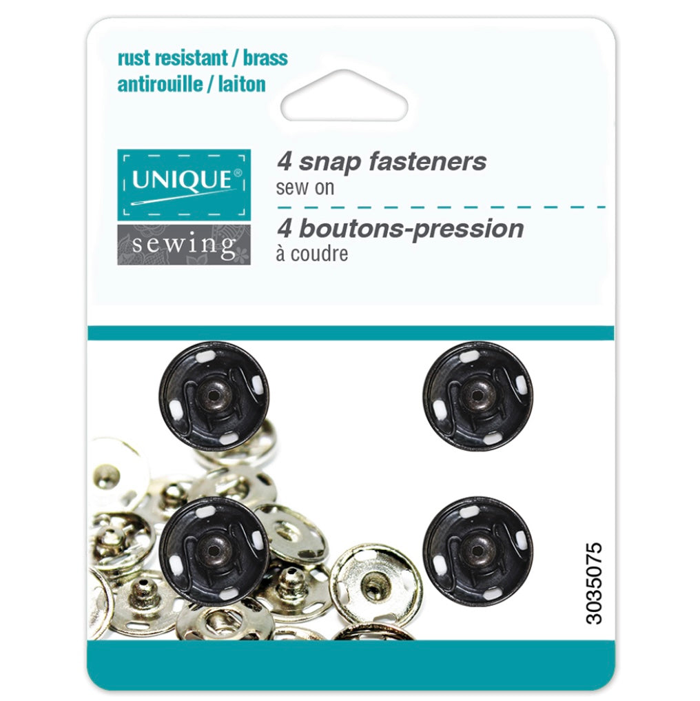 Sew On Snap Fasteners - 7mm (5/16″) - 12  sets - Nickel