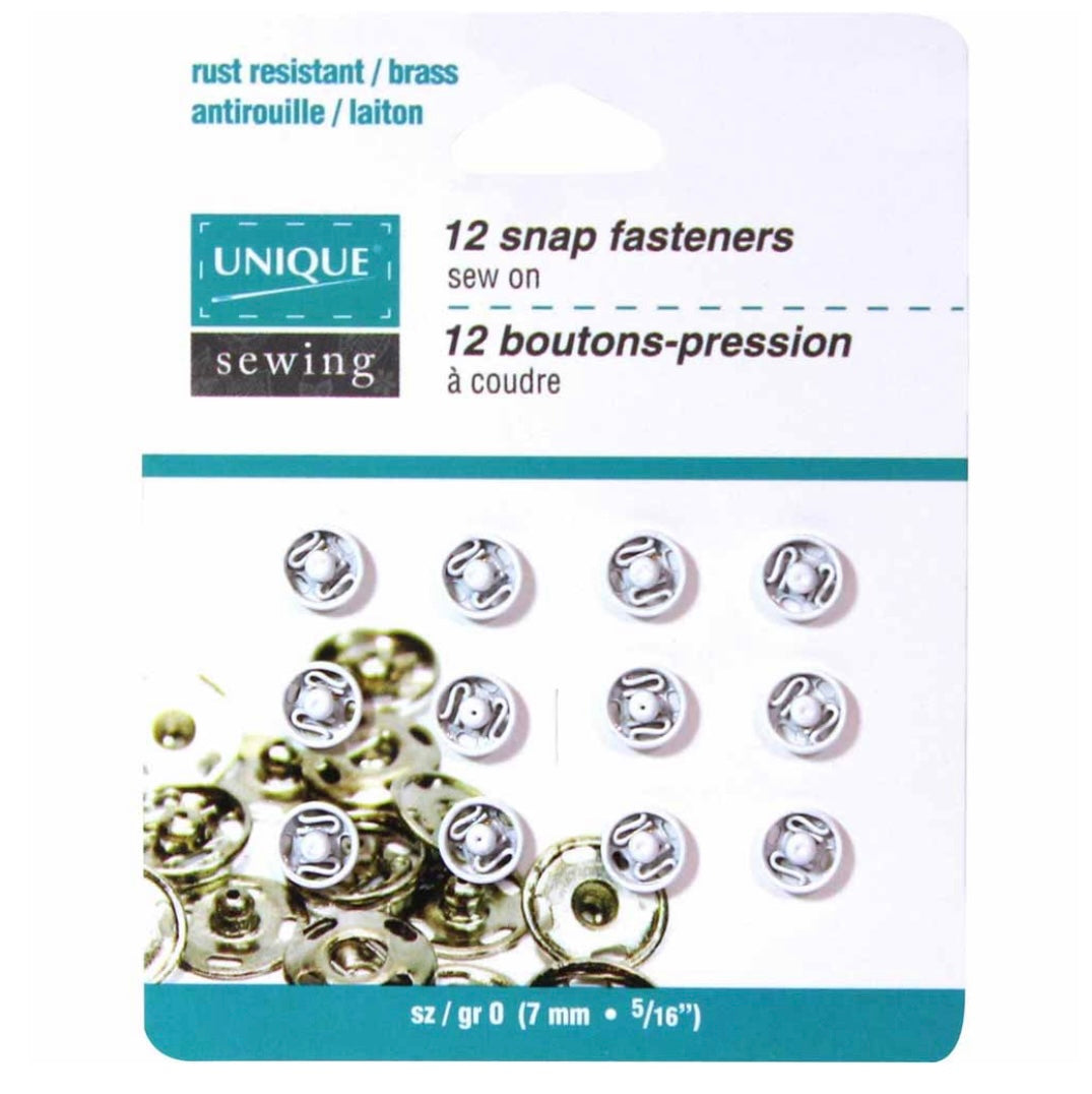 Sew On Snap Fasteners - 9mm (3/8″) - 12 sets - White