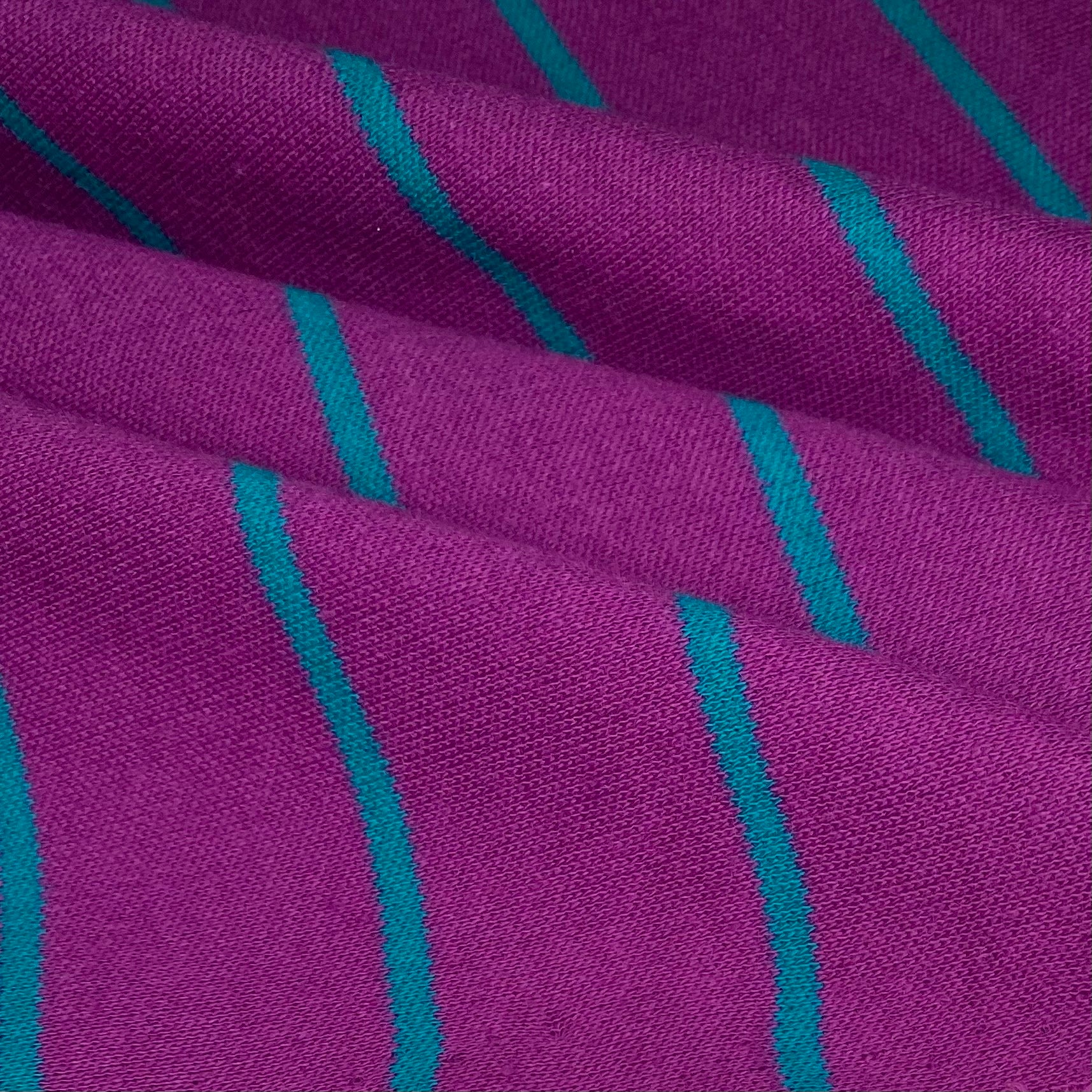 Striped Cotton Knit - 66” - Purple/Teal