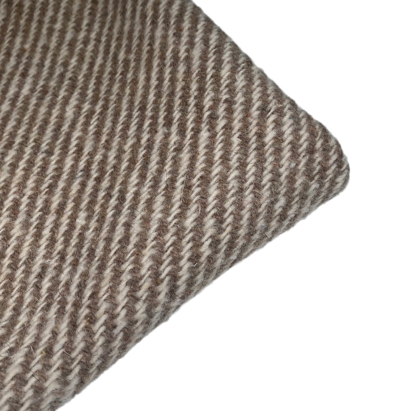 Wool Coating - Diagonal Stripes - Cream/Beige