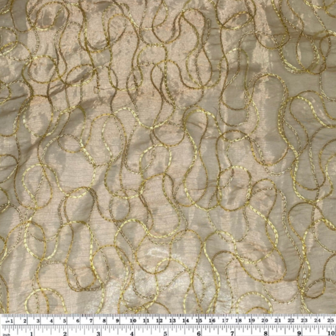 Embroidered Silk Organza - Gold