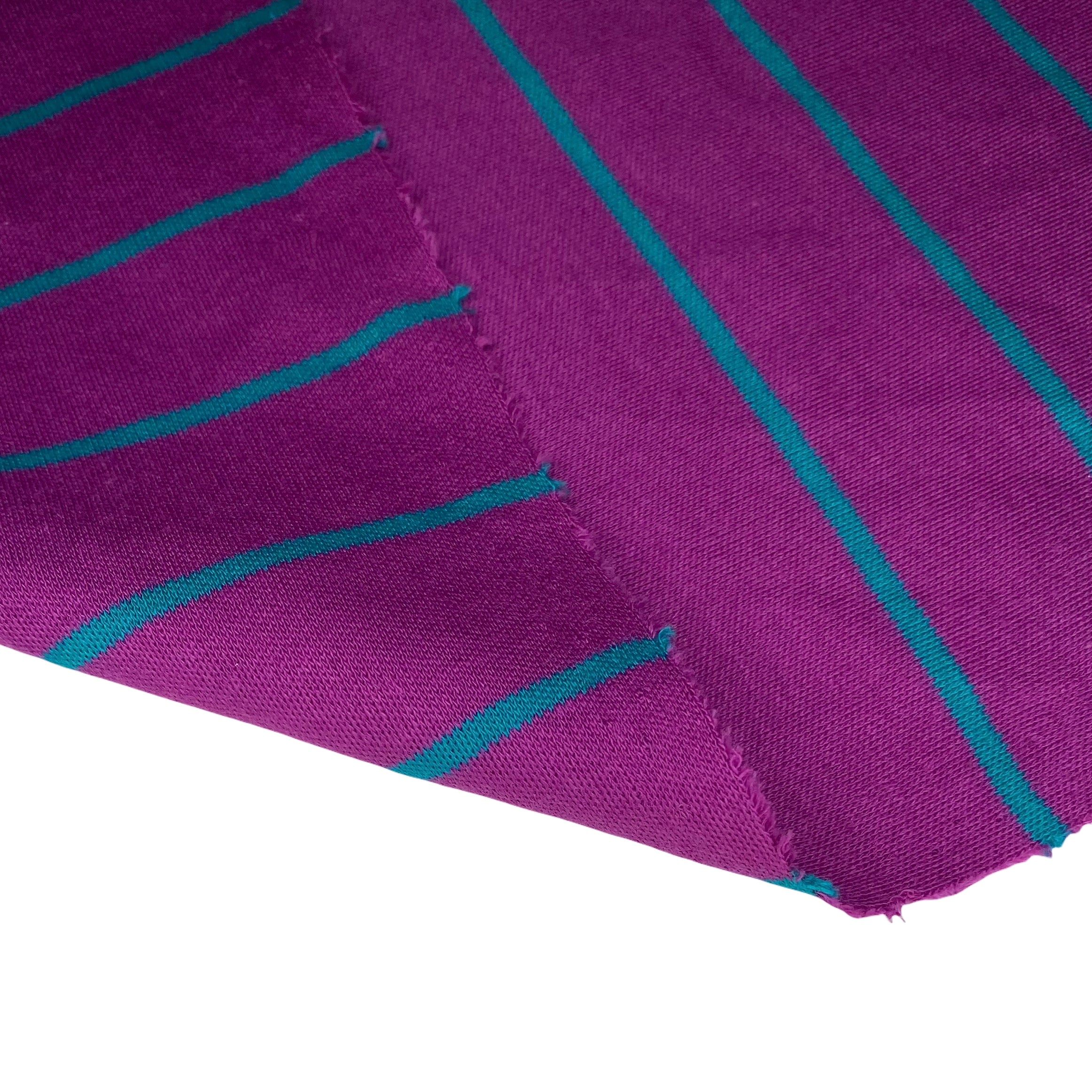 Striped Cotton Knit - 66” - Purple/Teal