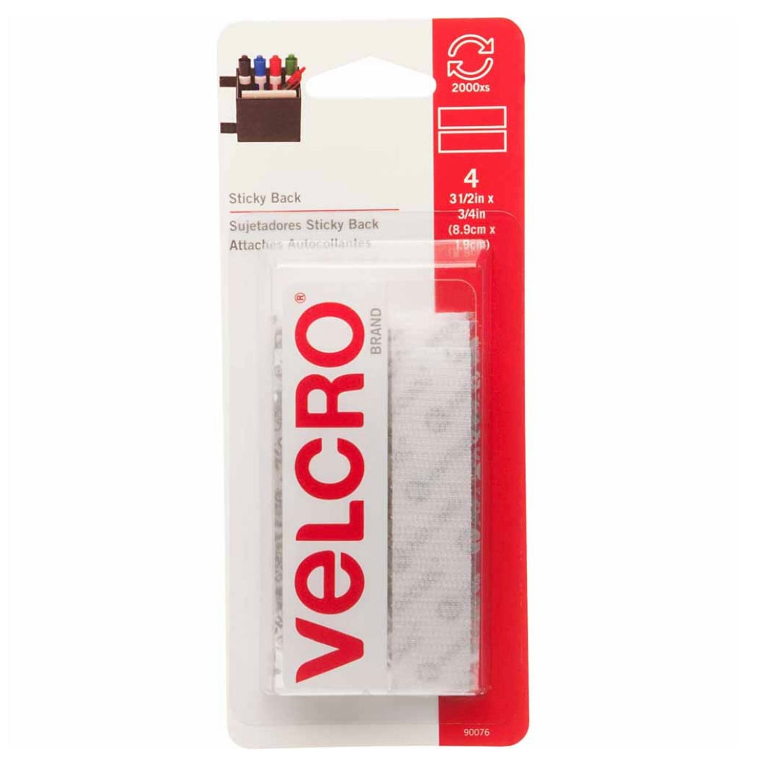 Sticky Back Strips - Velcro - 19mm x 9 cm - 4 pcs - White