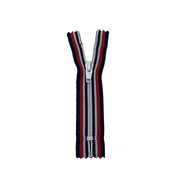 Regular Coil Zipper - YKK - 5” - Striped Blue/Red/White