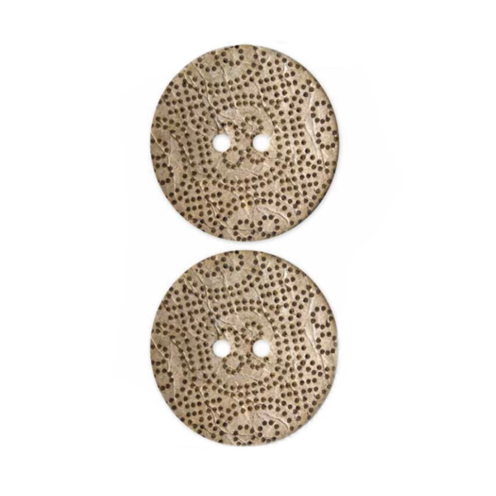 Two Hole Coconut Button -  51mm - Light Brown - 1 Count
