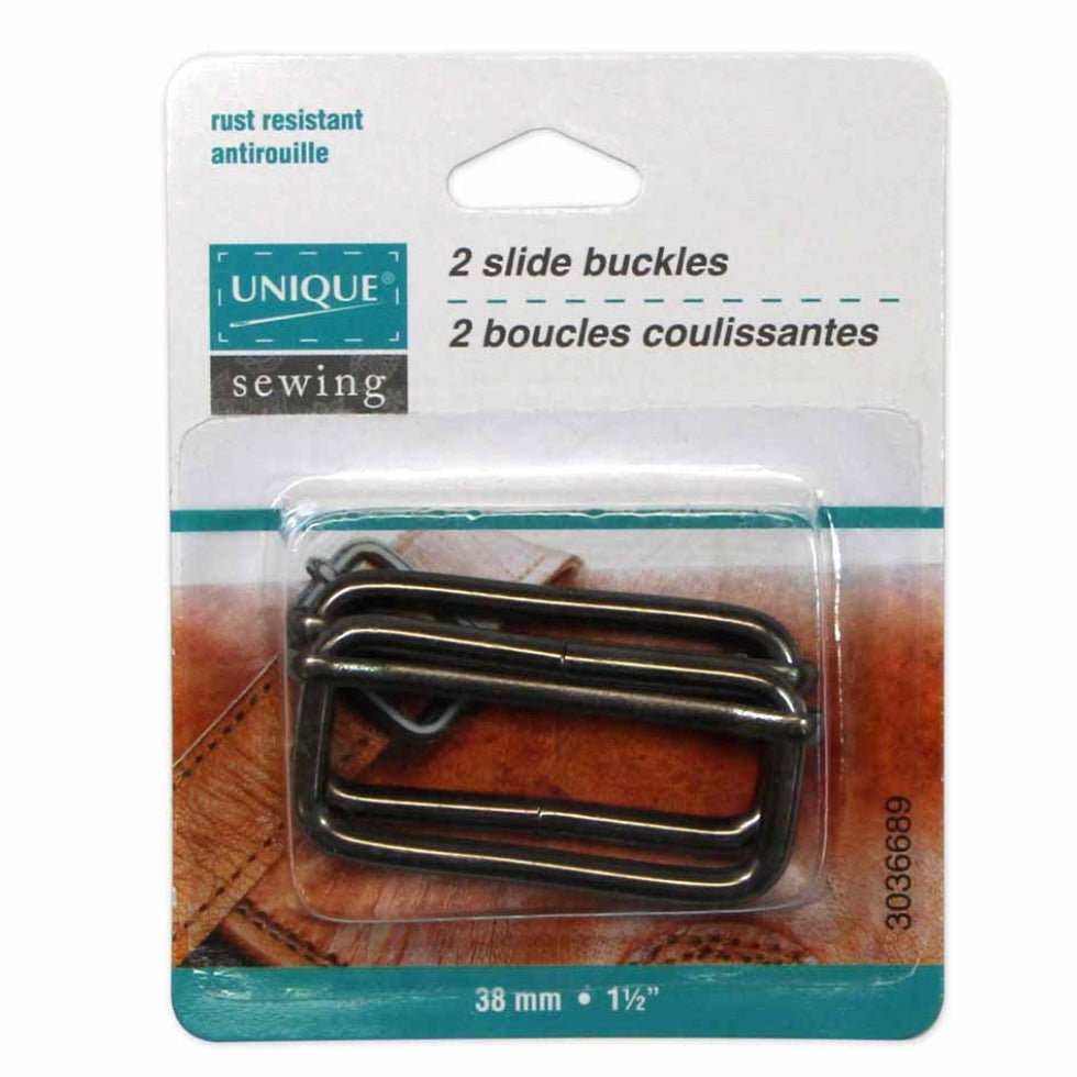 Metal Slide Buckle - 38mm (1 1/2″) - Antique Gold - 2 pcs