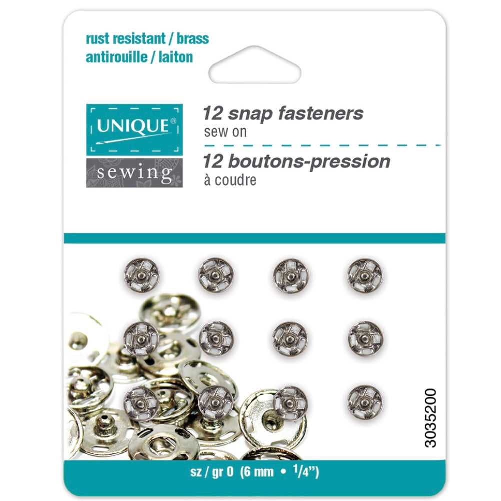 Sew On Snap Fasteners - 13mm (1/2″) - 6 sets - Nickel