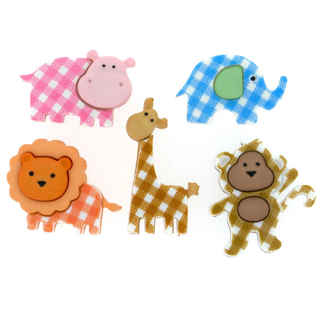 Novelty Buttons - Baby Safari - 5pcs