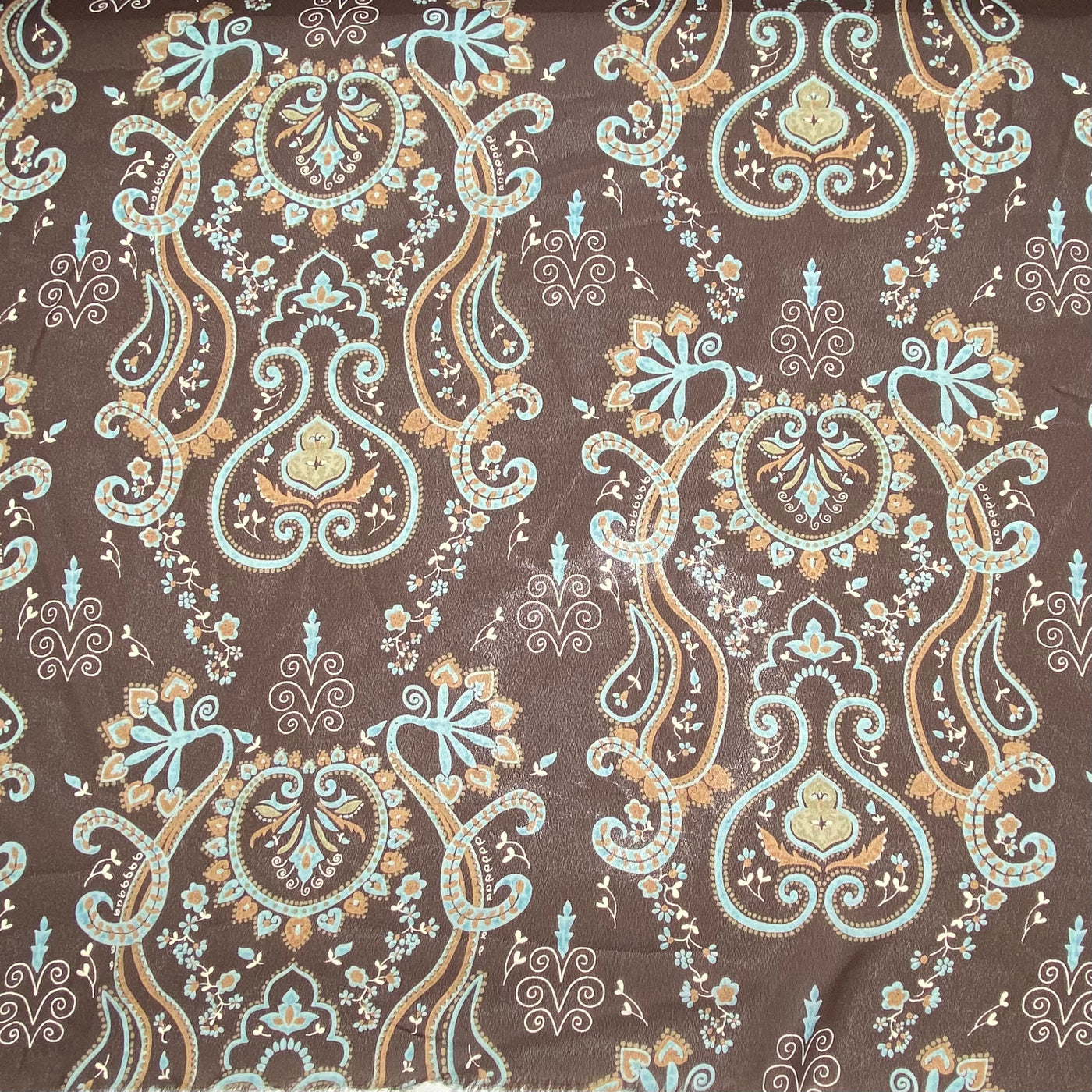 Paisley Polyester Chiffon - 58” - Brown/Blue