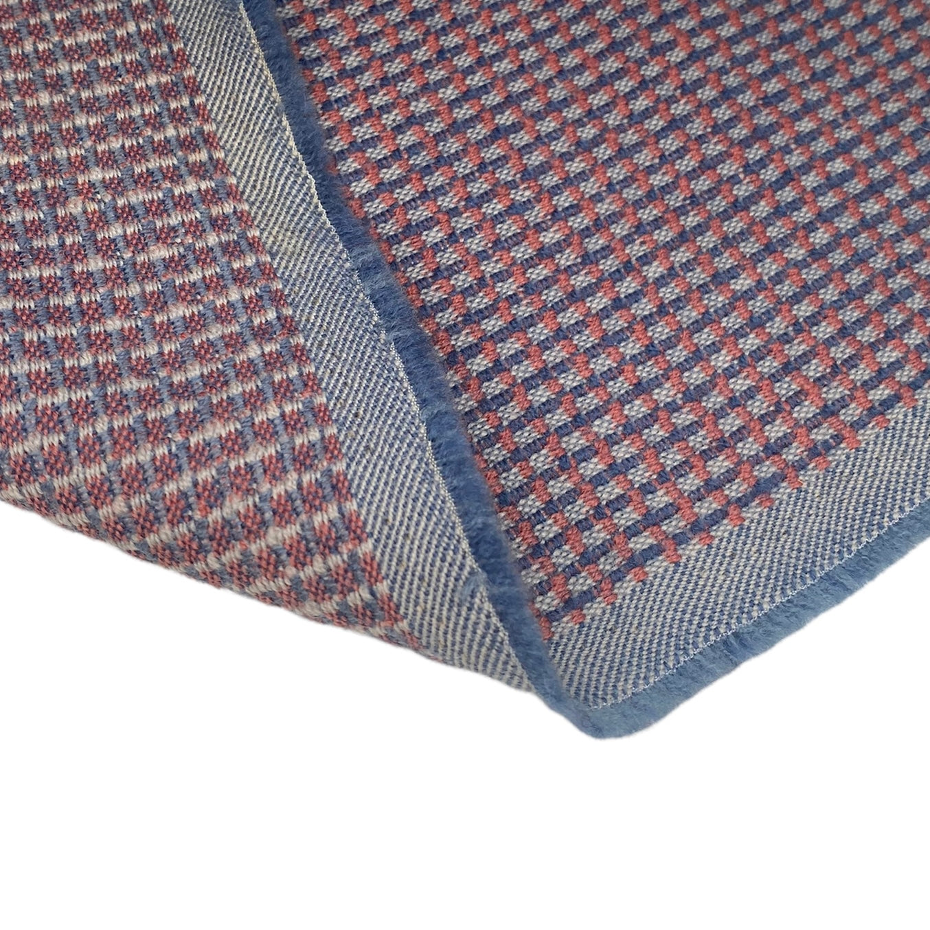 Wool Coating - Plaid - Blue/Pink/White