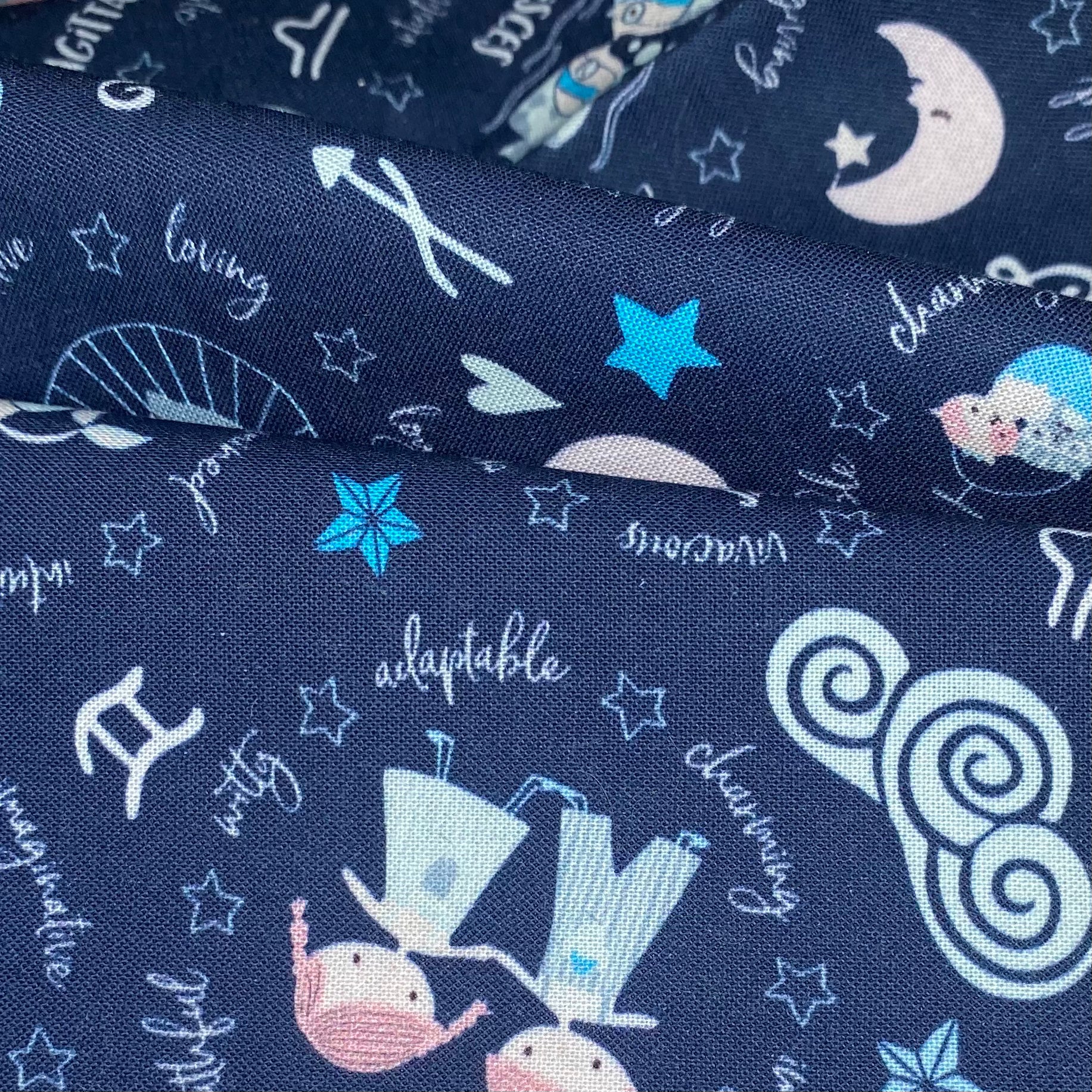 Quilting Cotton - Zodiac Signs - Navy