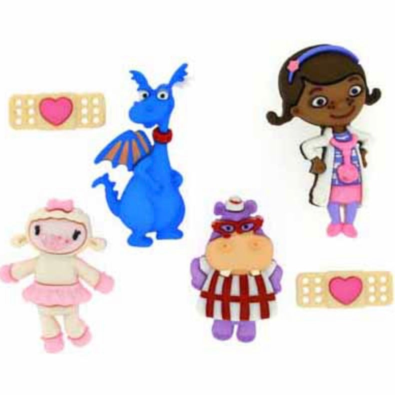 Novelty Buttons - Doc McStuffins - 6pcs