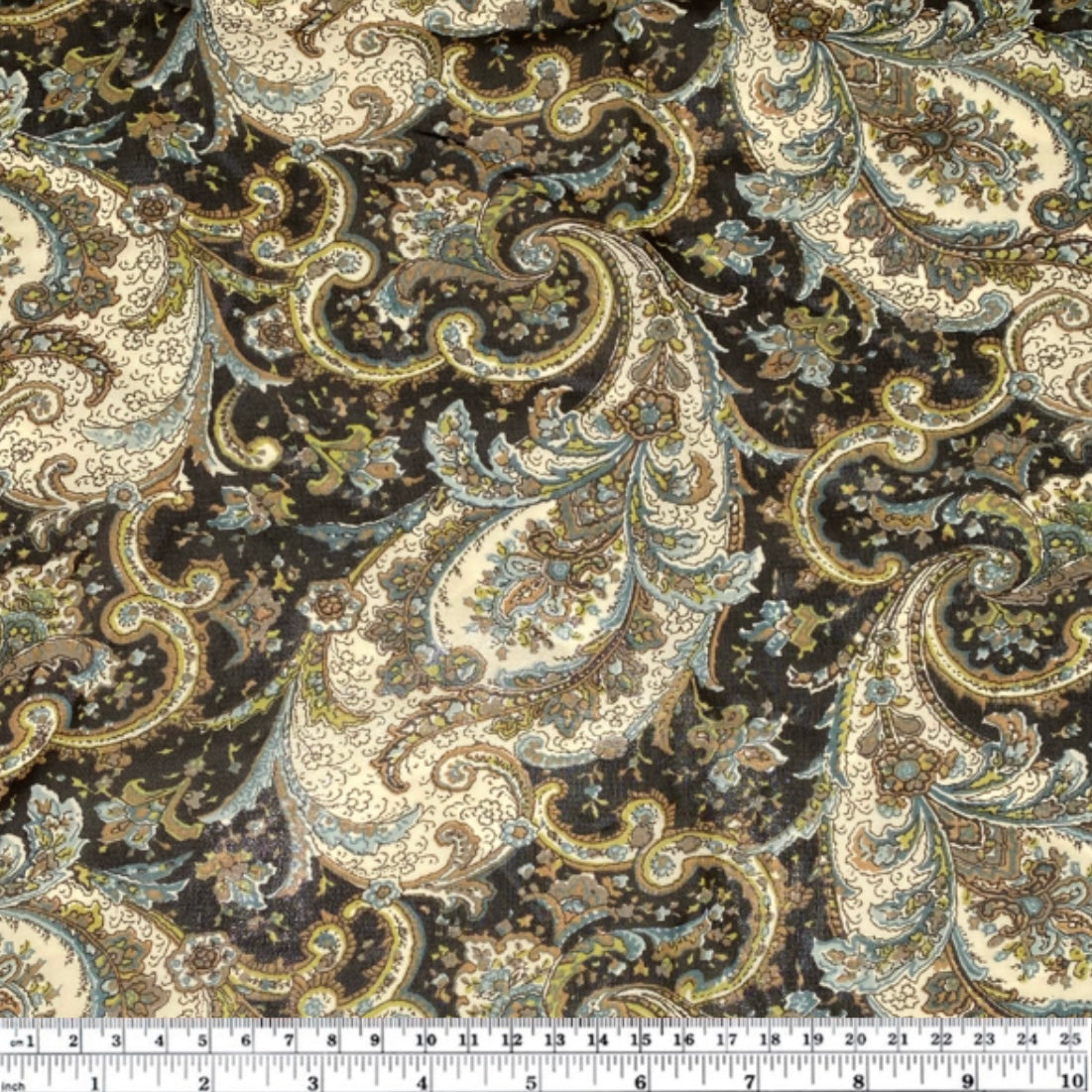 Paisley Polyester Chiffon - 58” - Brown/Green/Blue