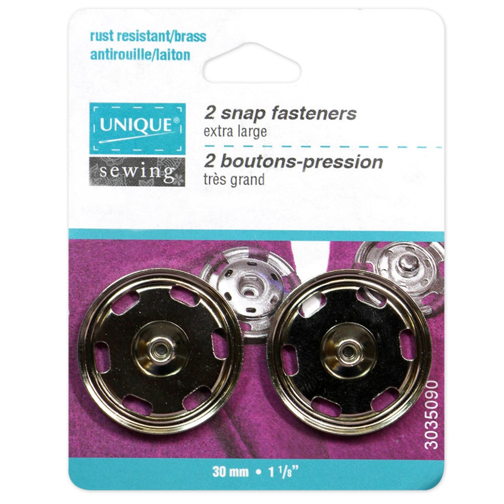 Sew On Snap Fasteners - 30mm (1 1/8″) - 2 sets - Brass