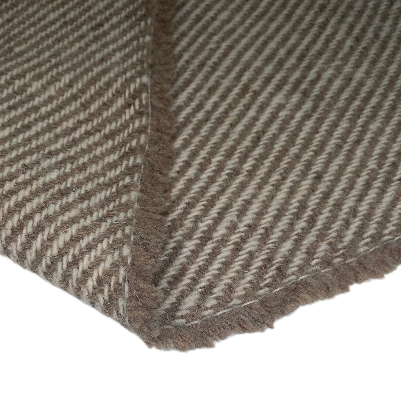 Wool Coating - Diagonal Stripes - Cream/Beige