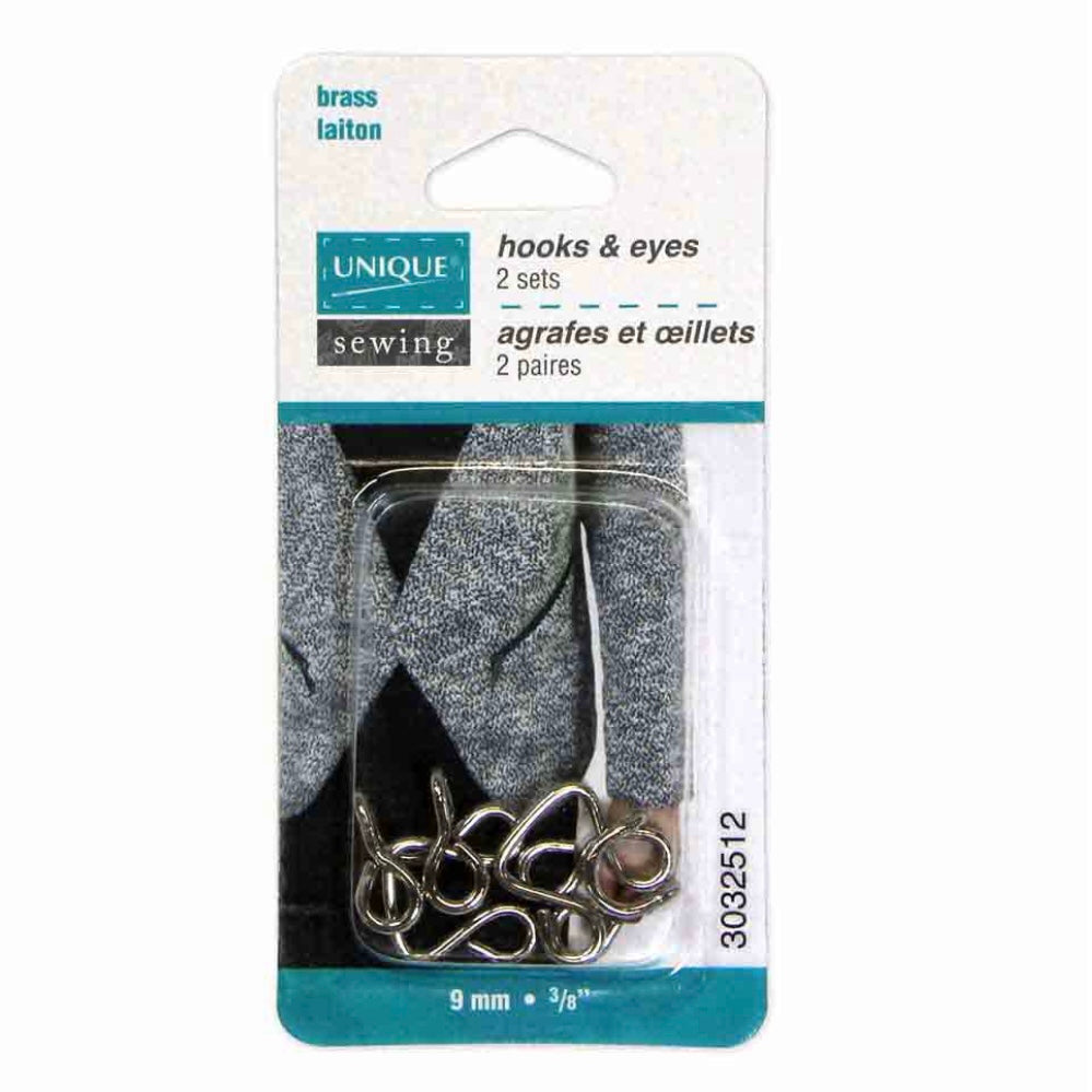 Hooks & Eyes - Antique Gold - 9mm - 2 Sets