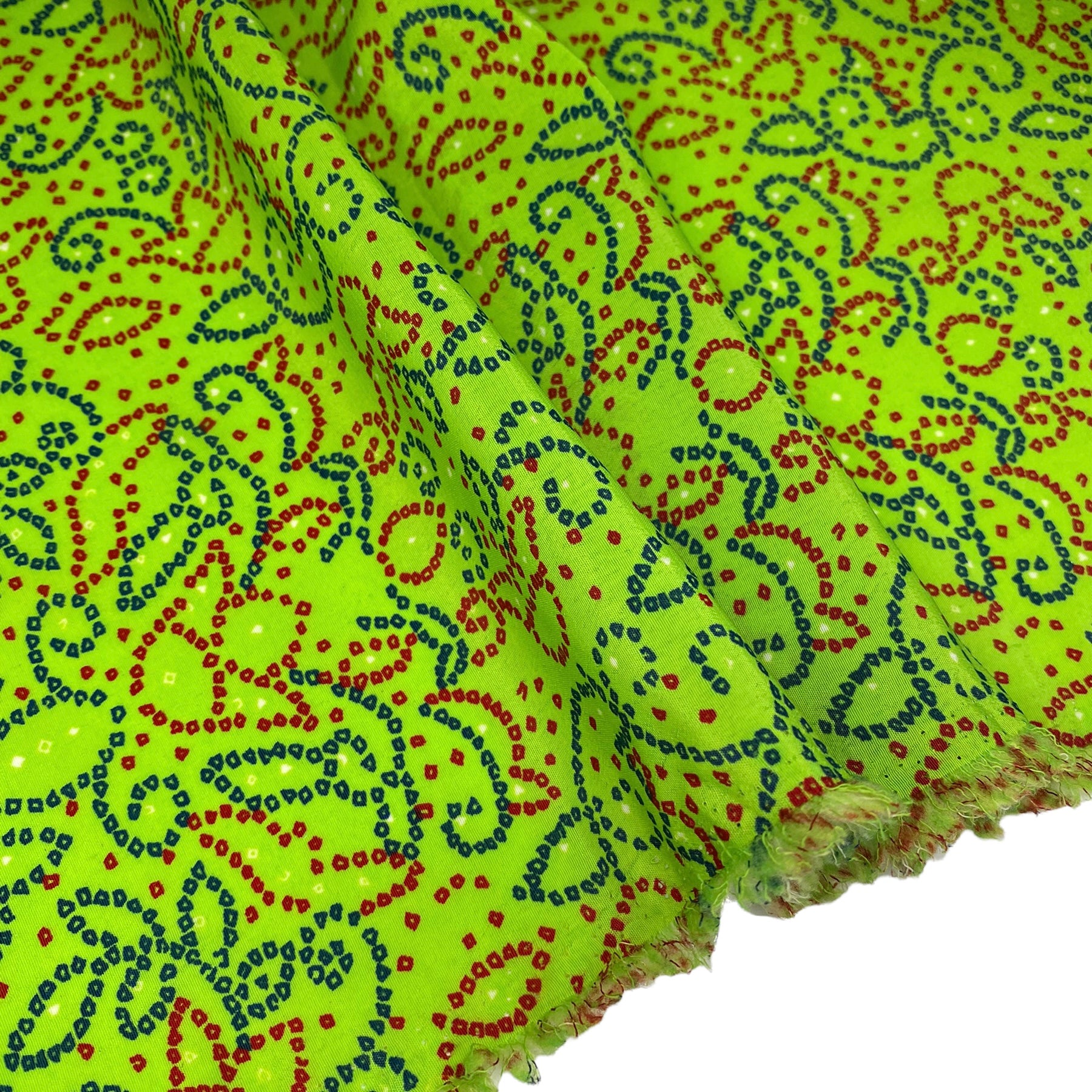 Floral Printed Polyester - 44” - Green/Blue/Red