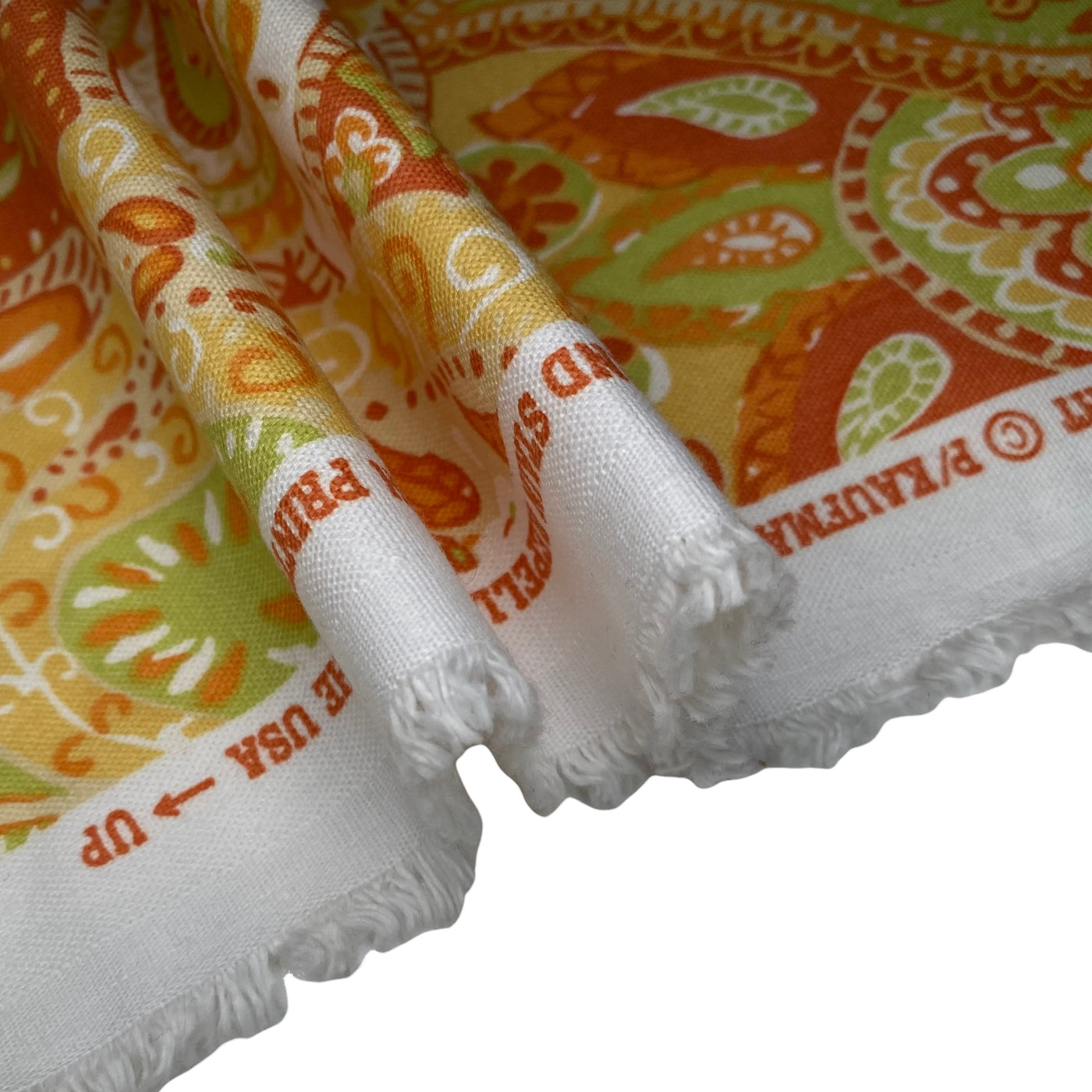 Printed Cotton Canvas - Paisley - Orange/Green