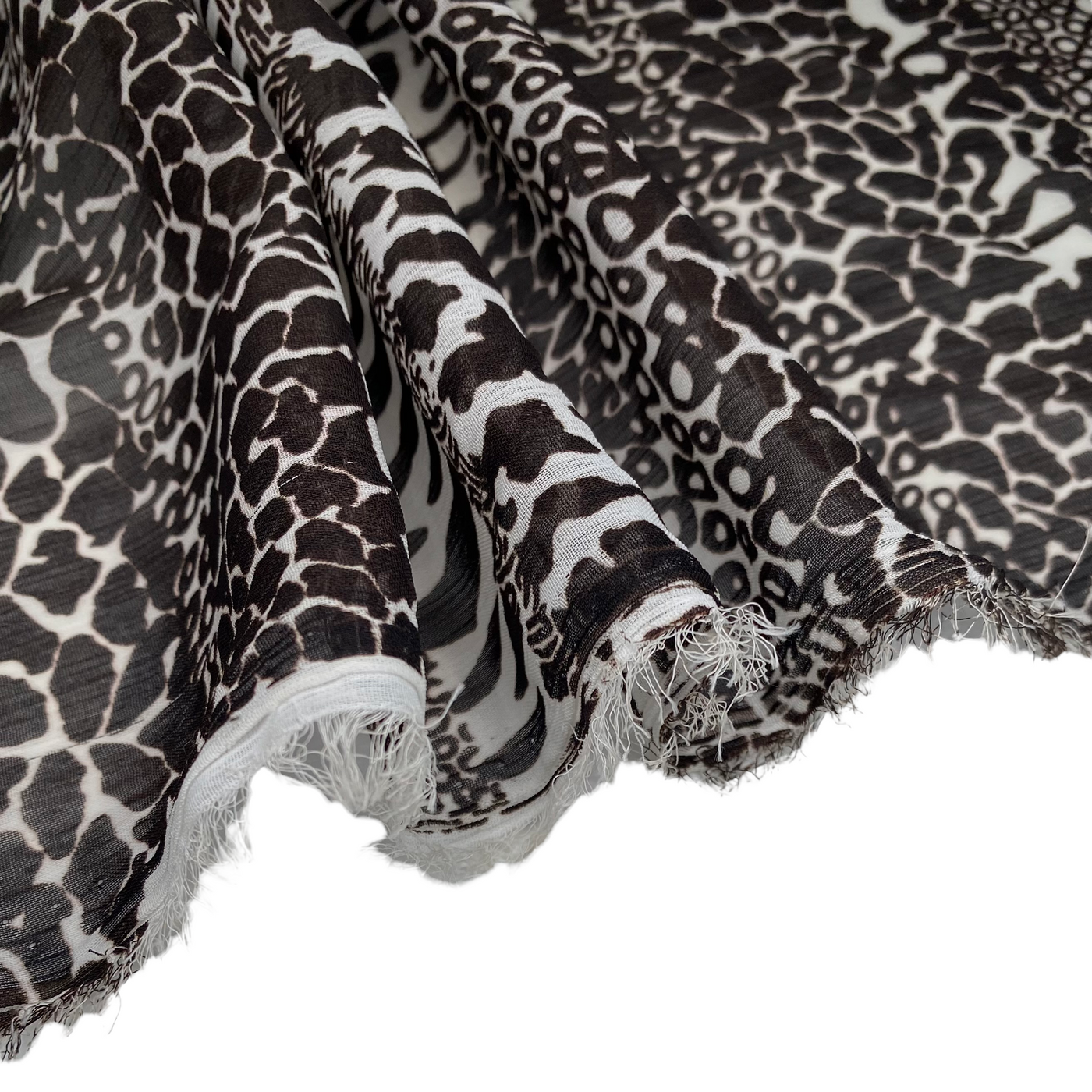 Striped Animal Print Crinkled Polyester Chiffon - 58”