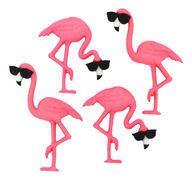 Novelty Buttons - Think Flamingo- 4 pcs