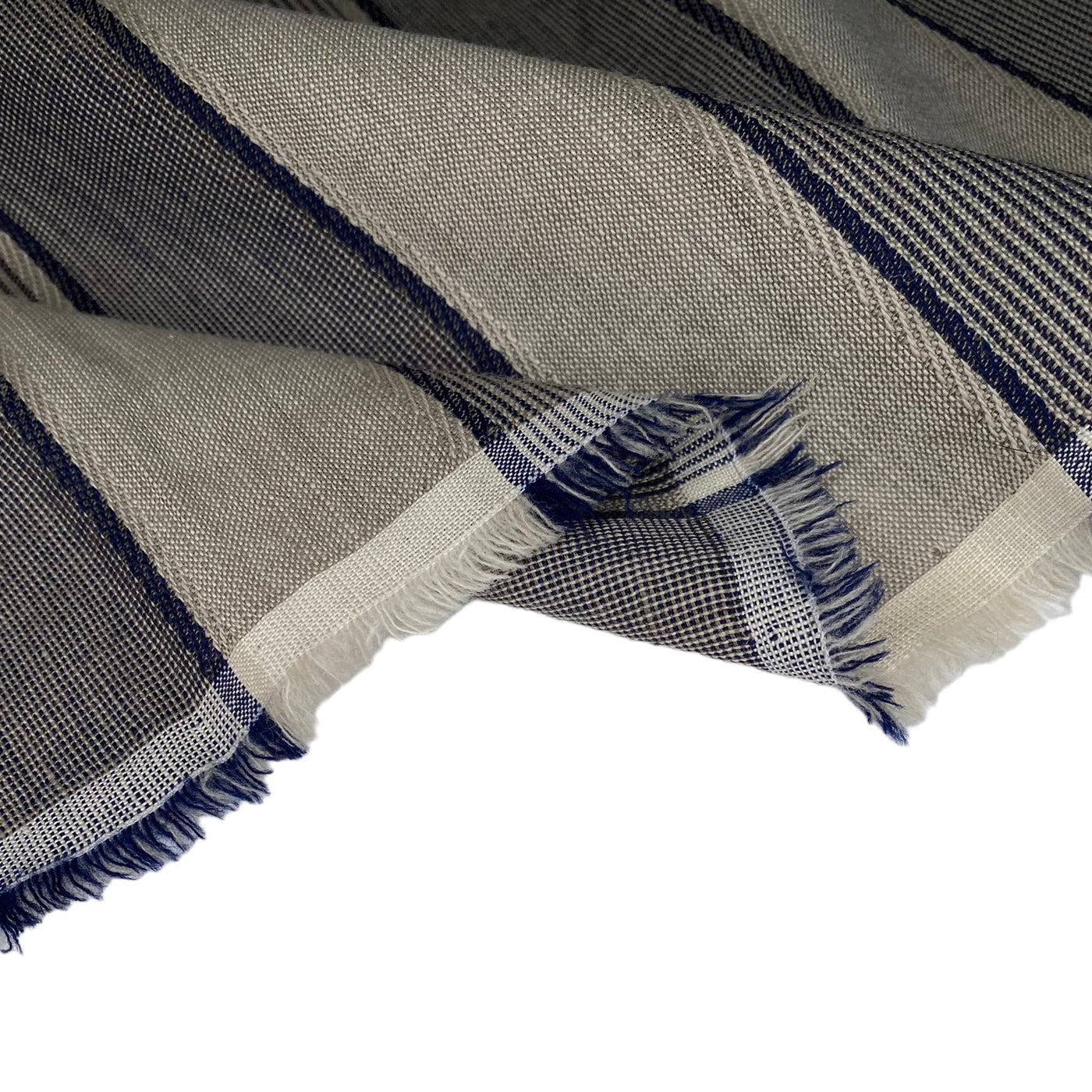 Yarn Dyed Wool - Striped - Beige/Blue/White