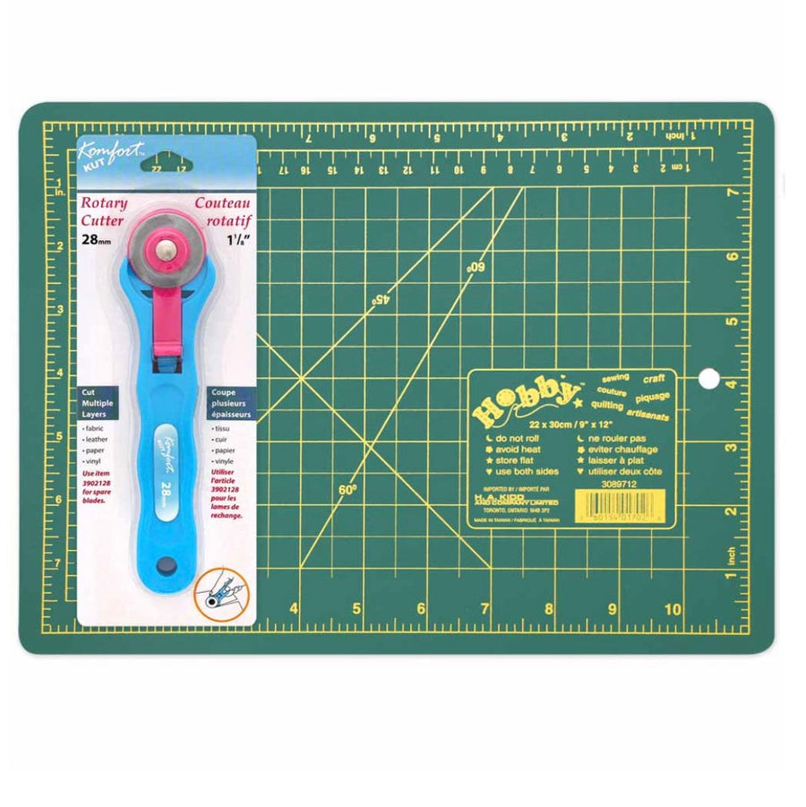 Cutting Mat & 28mm Rotary Cutter Starter Kit - 18” x 24”