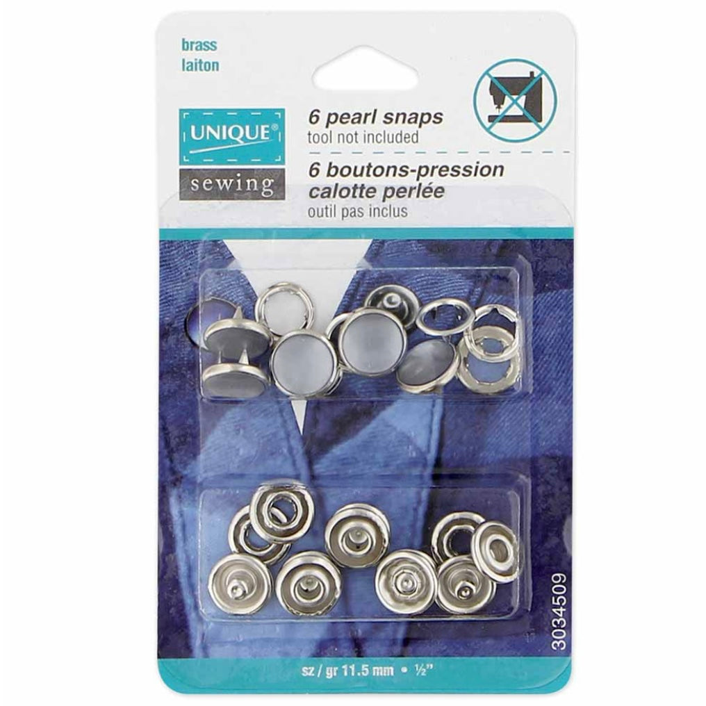 Pearl Snaps - 11.5mm (1/2″) - White - 6 Sets