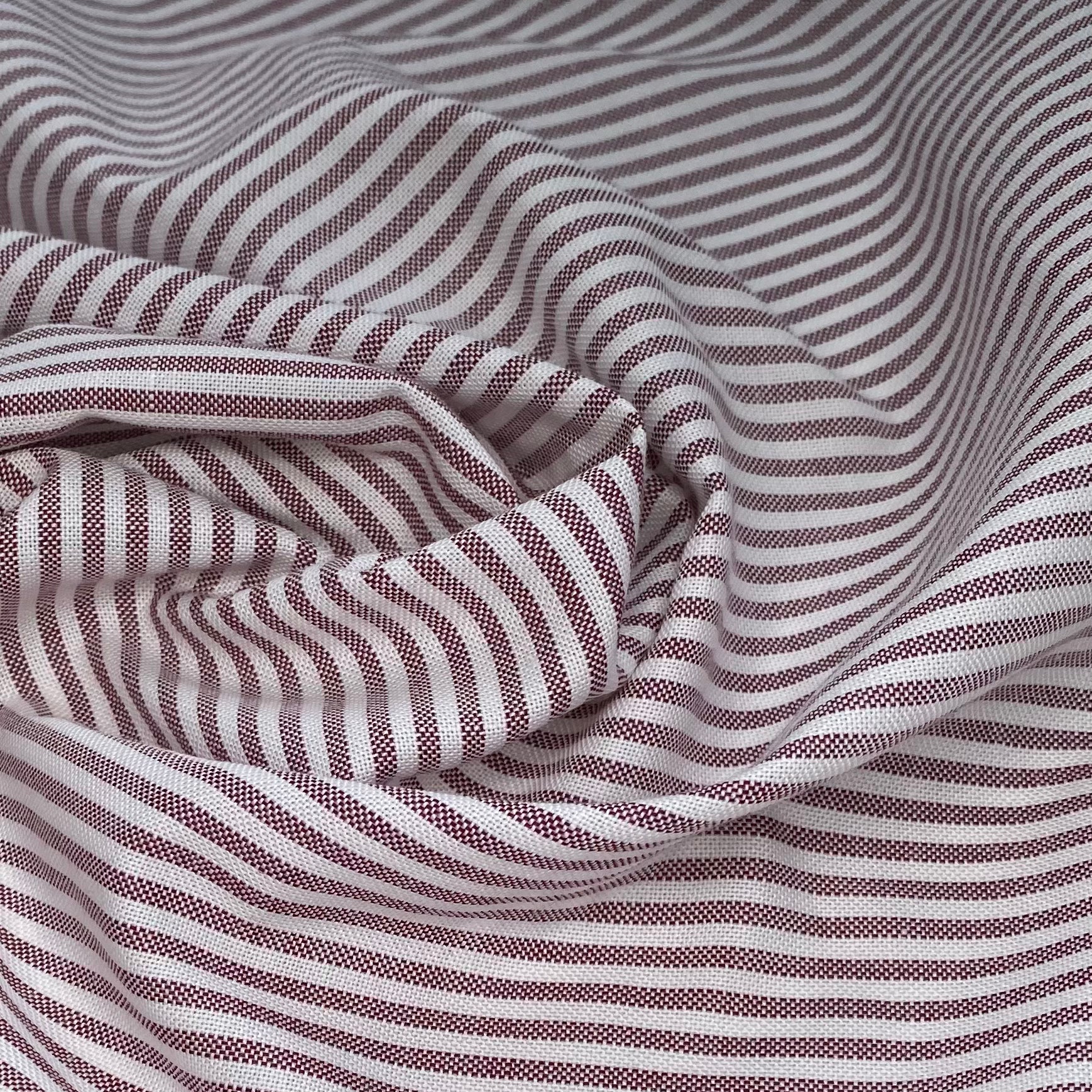 Striped Cotton - 62” - White/Burgundy