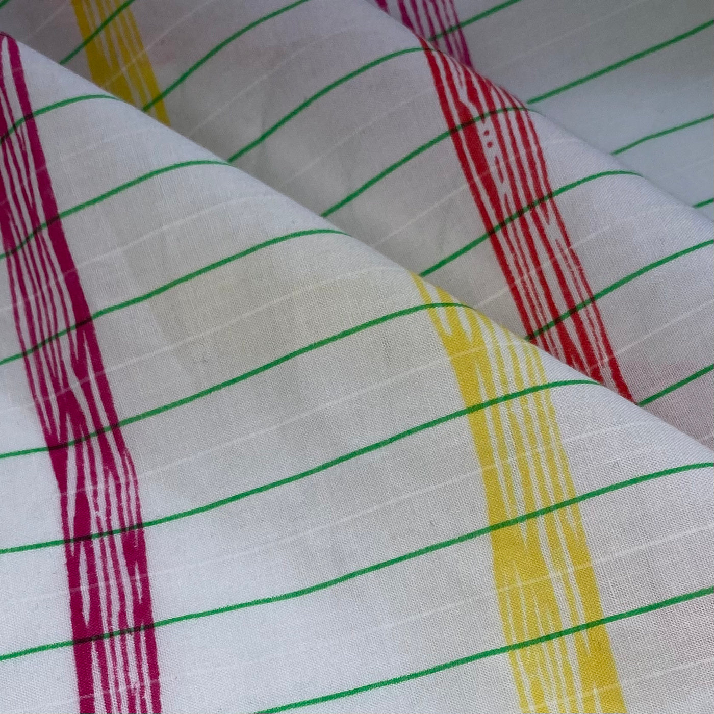 Striped Cotton/Polyester - 44” - White/Green/Red/Purple/Yellow