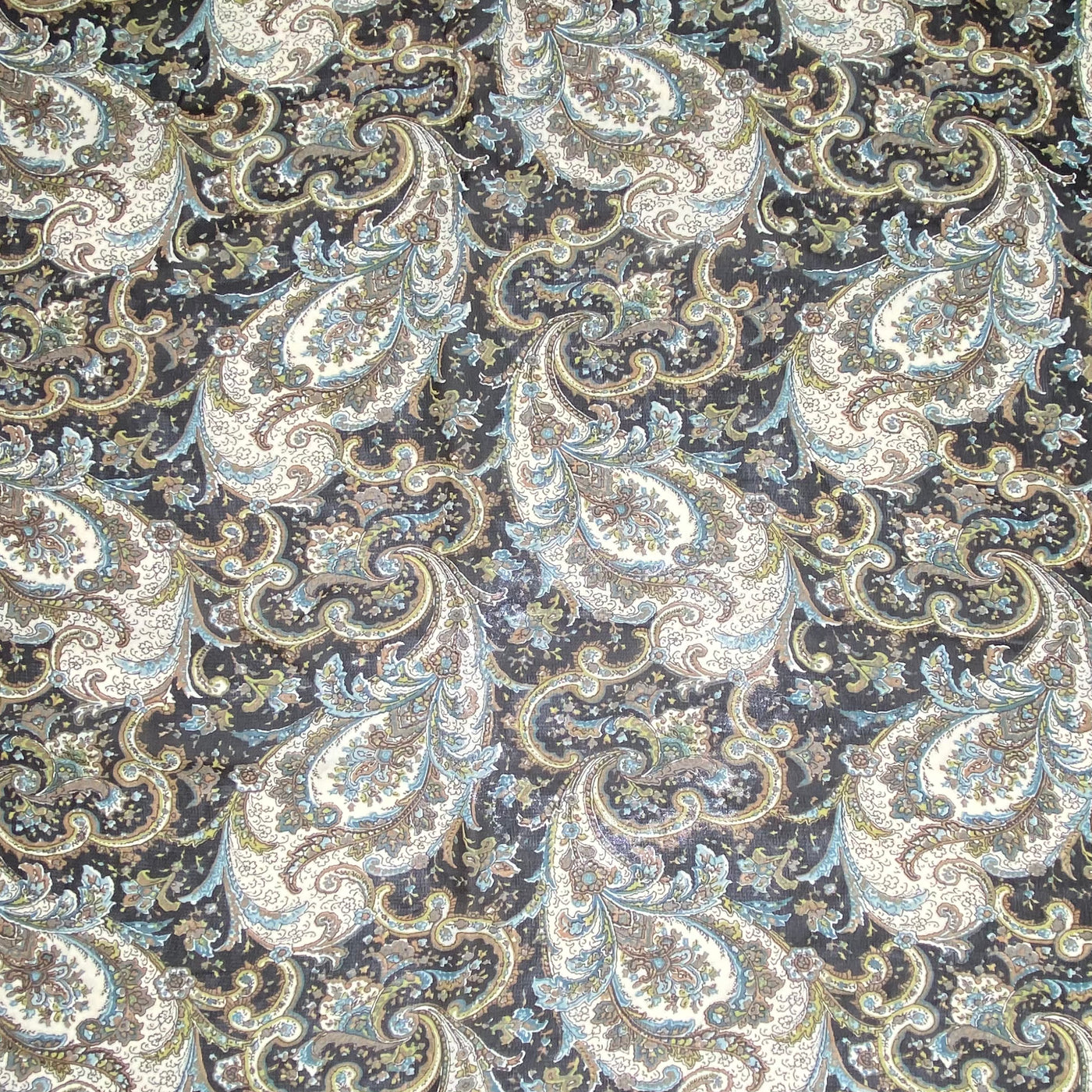 Paisley Polyester Chiffon - 58” - Brown/Green/Blue