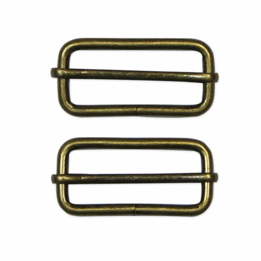 Metal Slide Buckle - 38mm (1 1/2″) - Antique Gold - 2 pcs