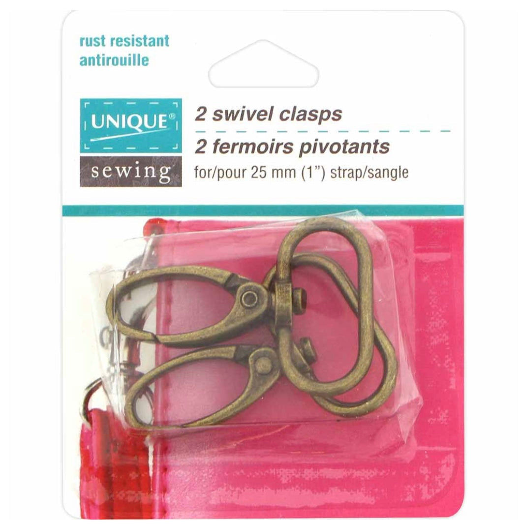 Swivel Clasps - 25mm (1″) - Antique Gold - 2 pcs.