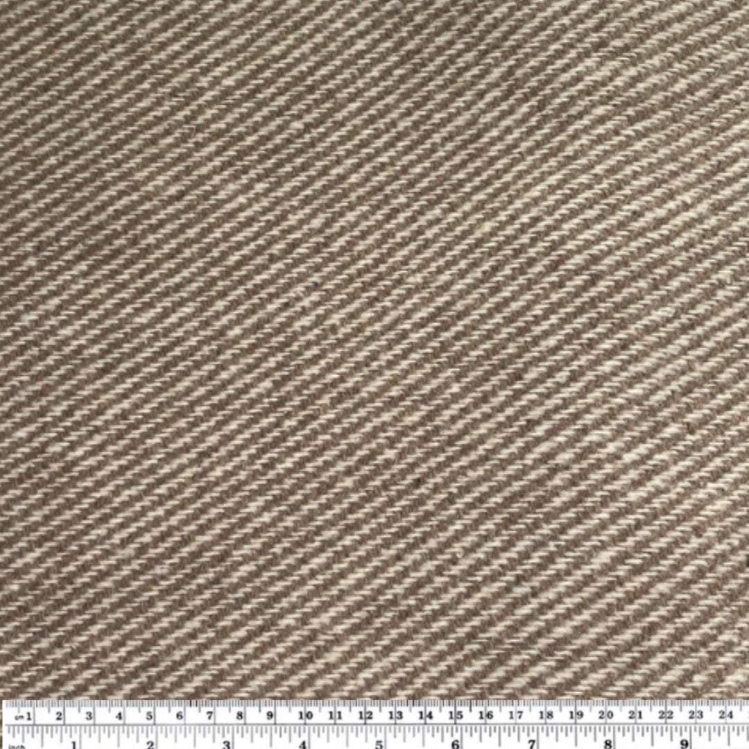 Wool Coating - Diagonal Stripes - Cream/Beige