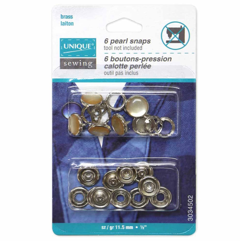 Pearl Snaps - 11.5mm (1/2″) - White - 6 Sets