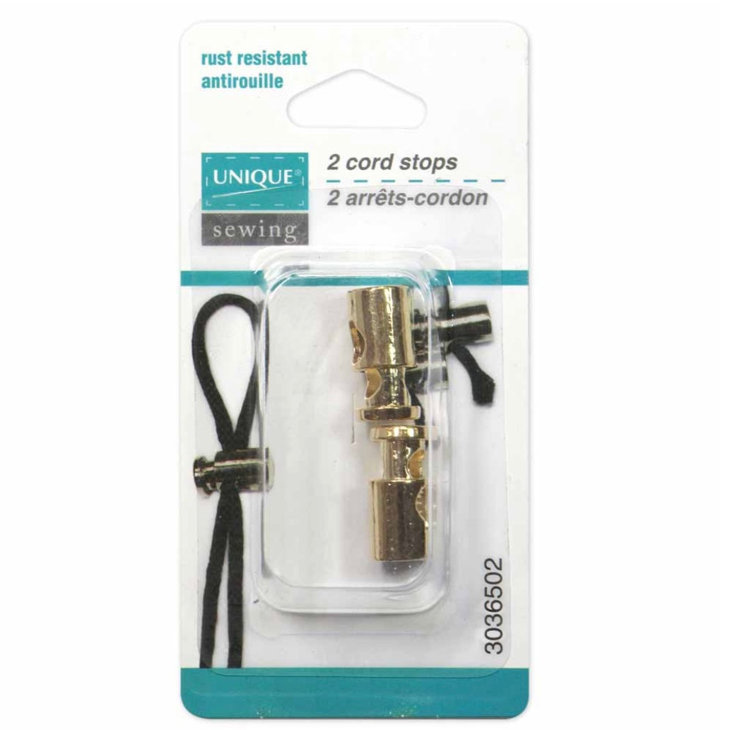 Metal Cord Stops - Gold - 2 pcs