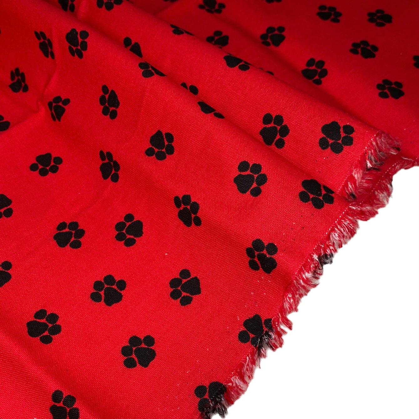 Quilting Cotton - Paw Prints - Red/Black - Remnant