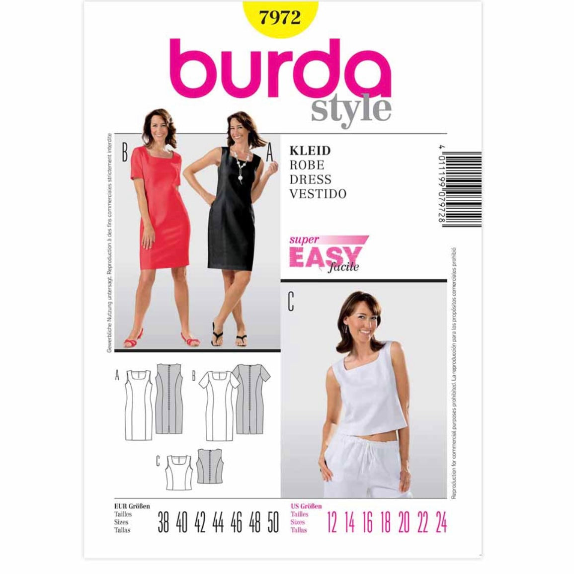 Dress/Top Sewing Pattern - Burda Style 7972