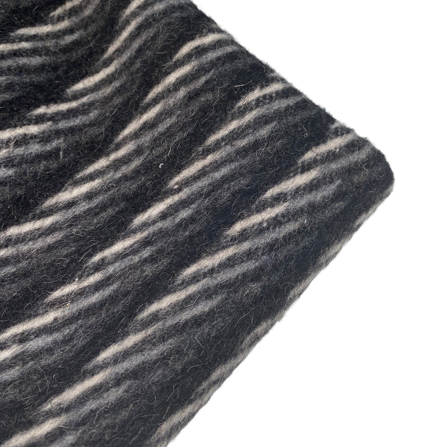 Striped Wool Coating - Black/White/Grey