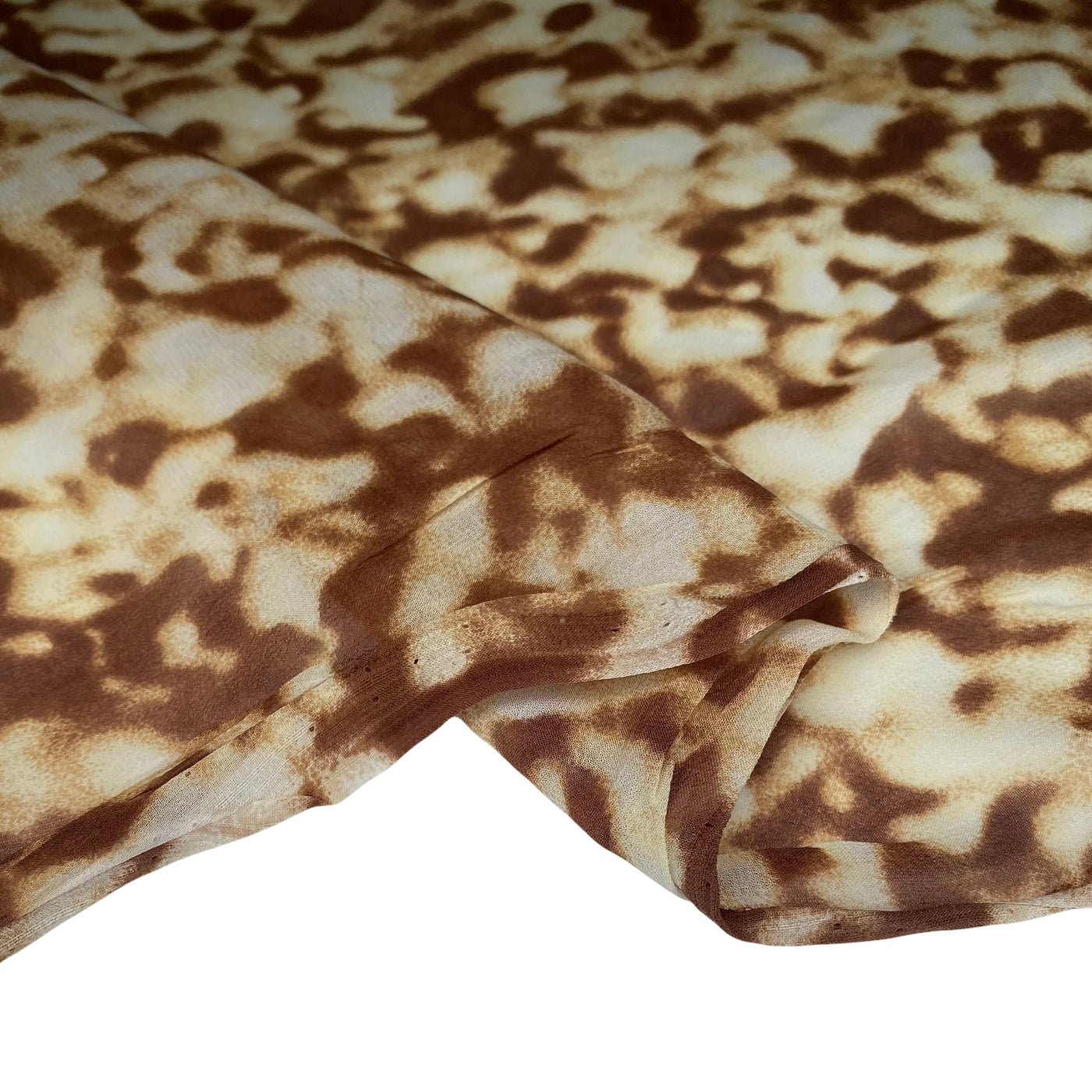 Printed Silk Chiffon - Brown/Cream