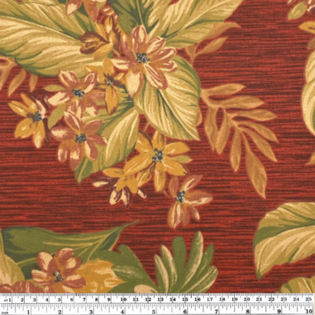 Floral Leaves Indoor/Outdoor Upholstery -  56” - Red