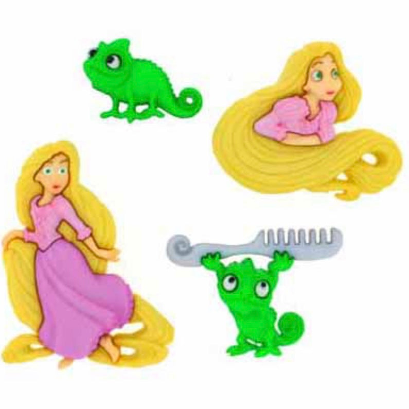 Novelty Buttons - Rapunzel - 4pcs