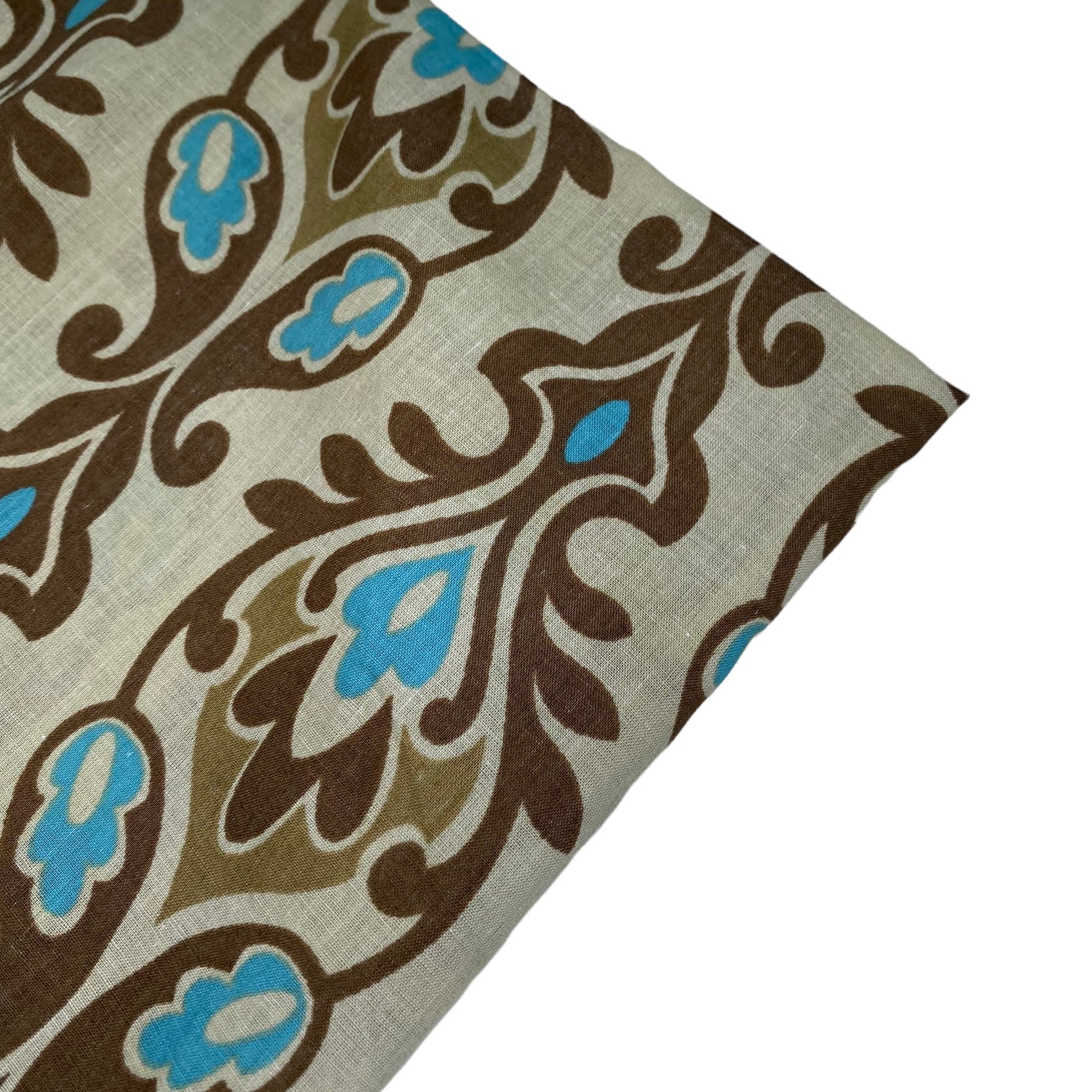 Printed Cotton Voile - Beige/Brown/Blue