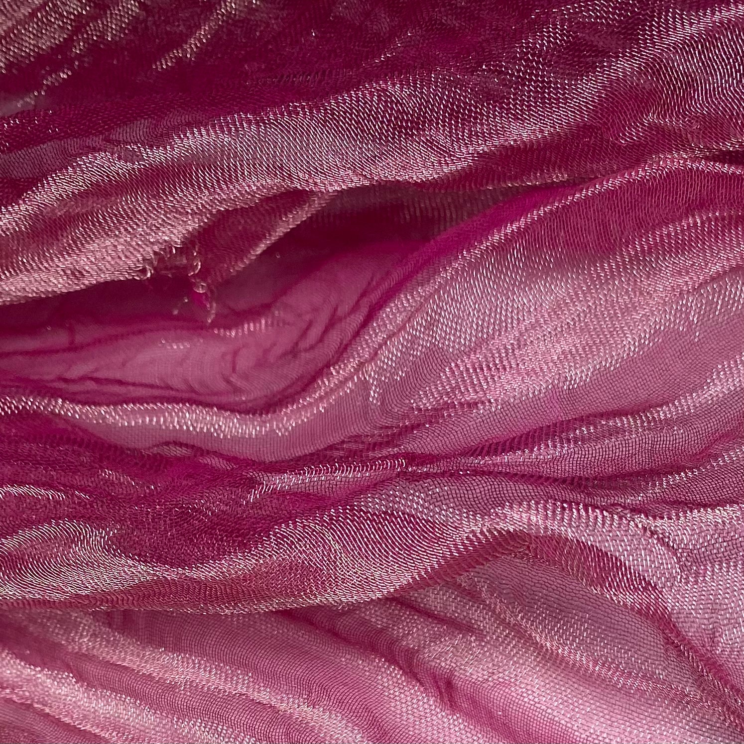 Shot Crinkled Silk Organza - Pink/Silver