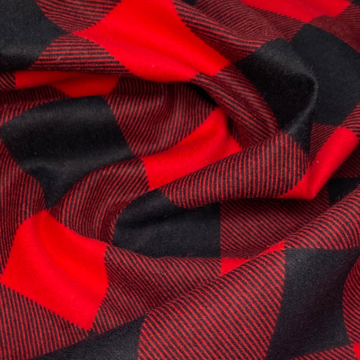 Printed Cotton Flannel - Buffalo Plaid - Red/Black