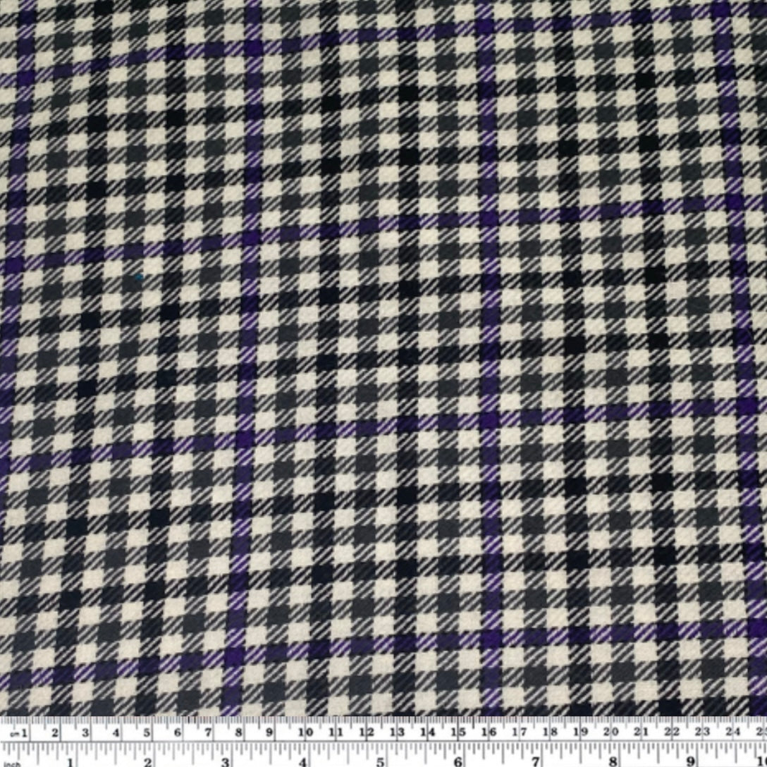 Wool Plaid - White/Black/Purple