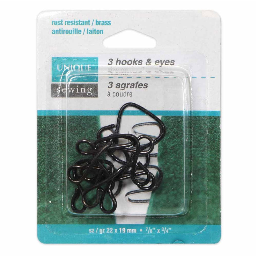 Hooks & Eyes - Charcoal - 22mm x 19mm - 3 Sets