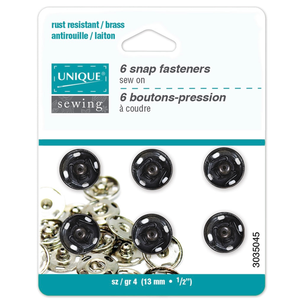 Sew On Snap Fasteners - 13mm (1/2″) - 6 sets - Black