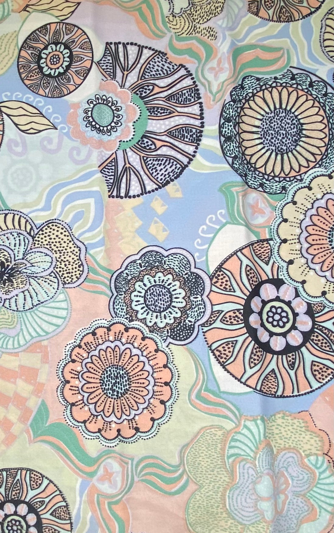 Floral Printed Indoor/Outdoor Upholstery - Blue/Peach/Green